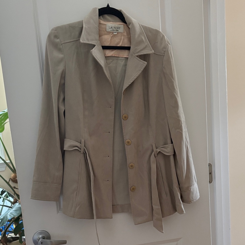 Laundry By Shelli Segal Light Beige Trench Coat with Waist Ties